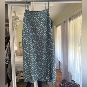 Teal Floral Slip Dress